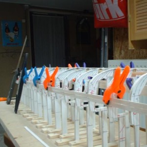 beplanken met balsa latjes van 1mm dik.