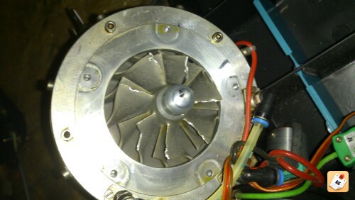 Broken compressor wheel